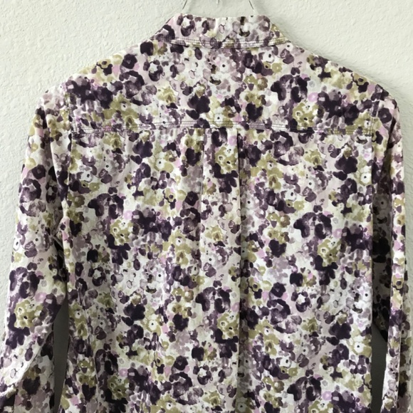 Eddie Bauer Floral 100% Cotton Button Up Long Sleeve Shirt S Roll Tab Classic - Picture 4 of 9